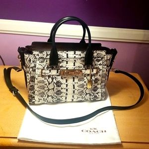 NWT Coach Crossbody Satchel Purse, Animal Print w/Gold Details
